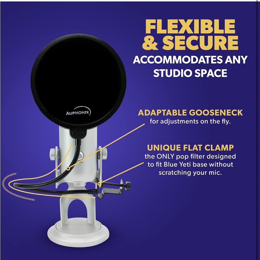 Pop Filter Screen for Microphones - Gooseneck‎ Clamp - Picture 2 of 11